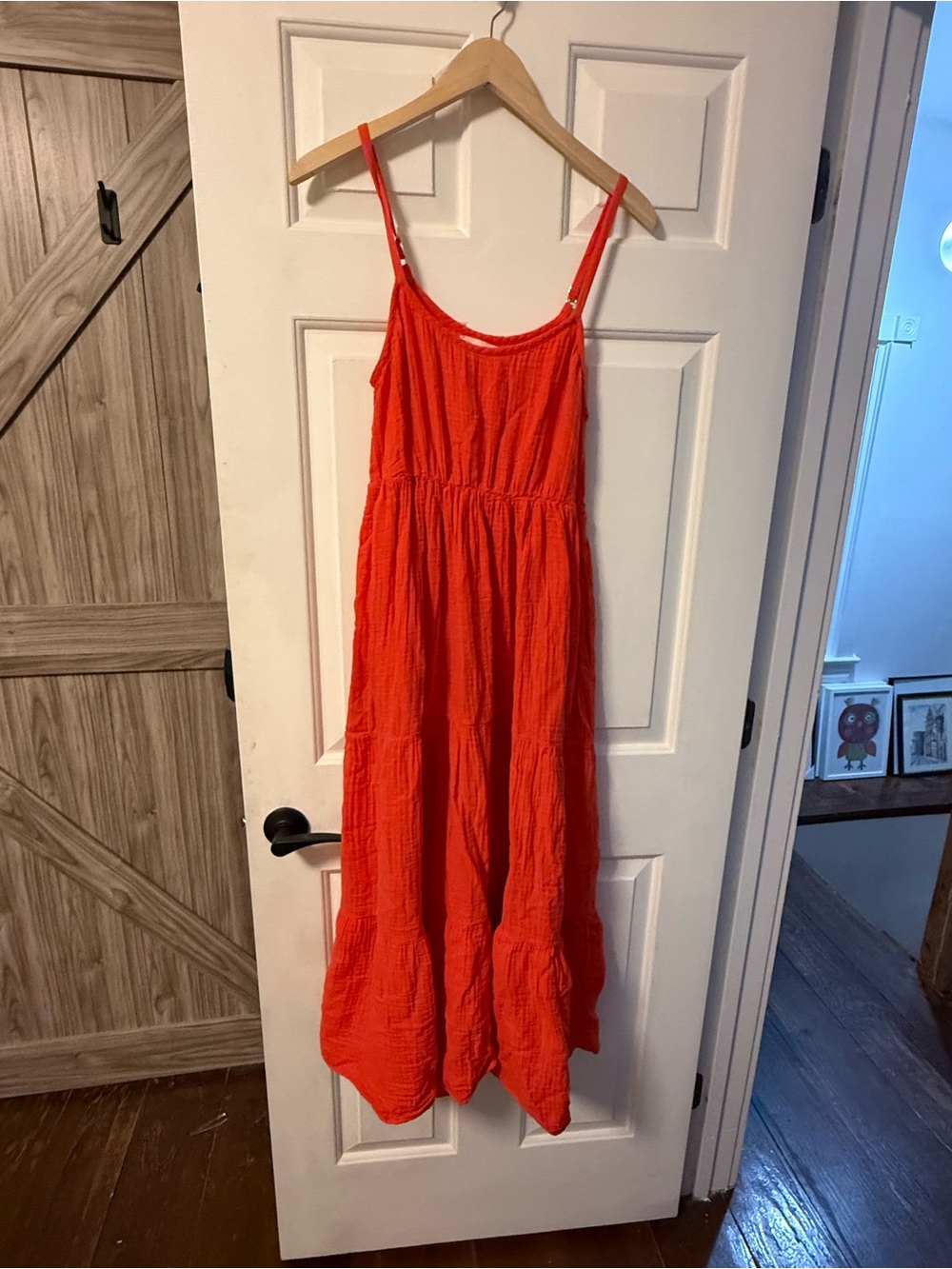 Xirena Orange Tiered Maxi Dress Size S 100% Cotton Made in USA
